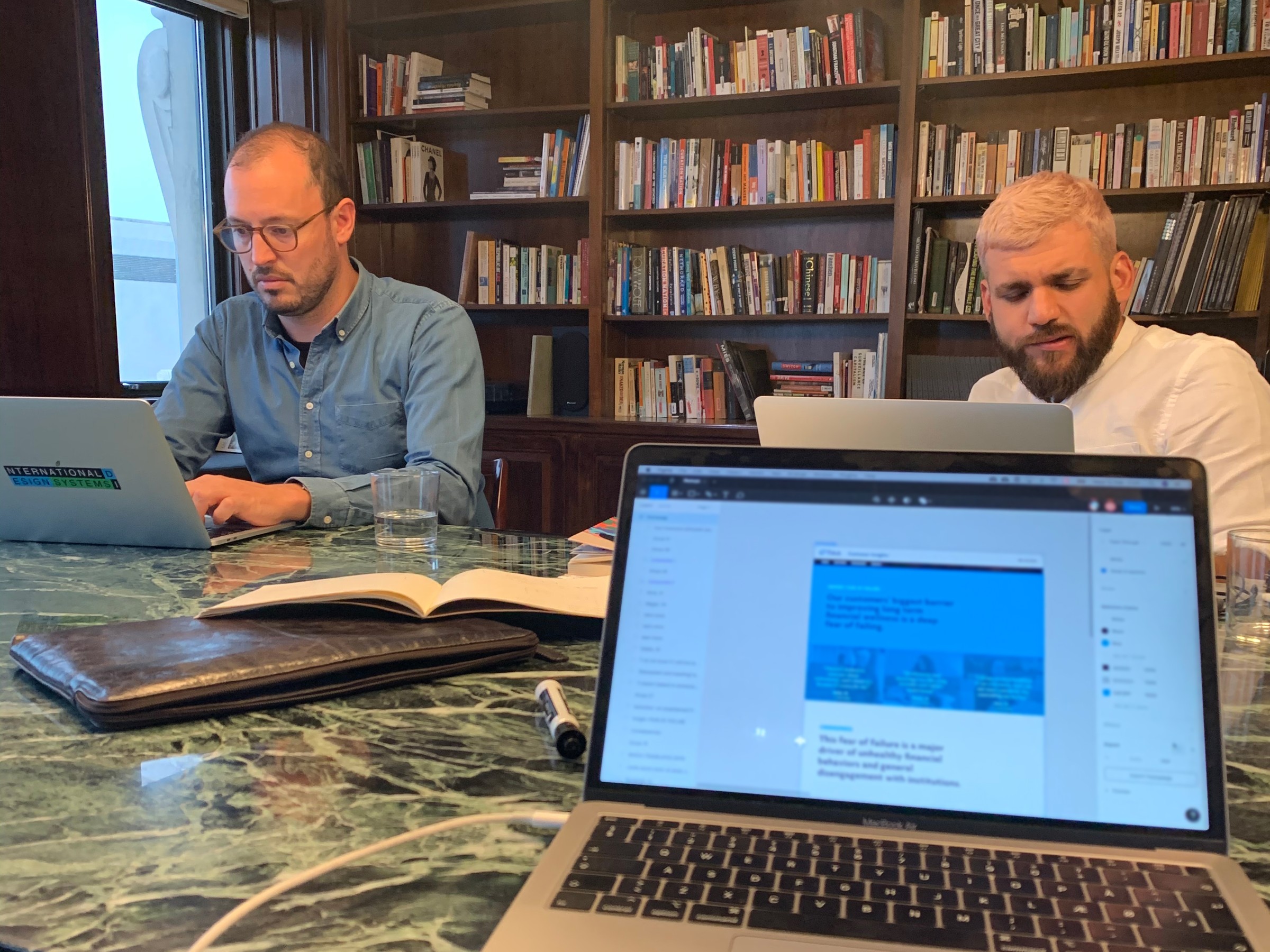 Martín and Esteban working while in New York.