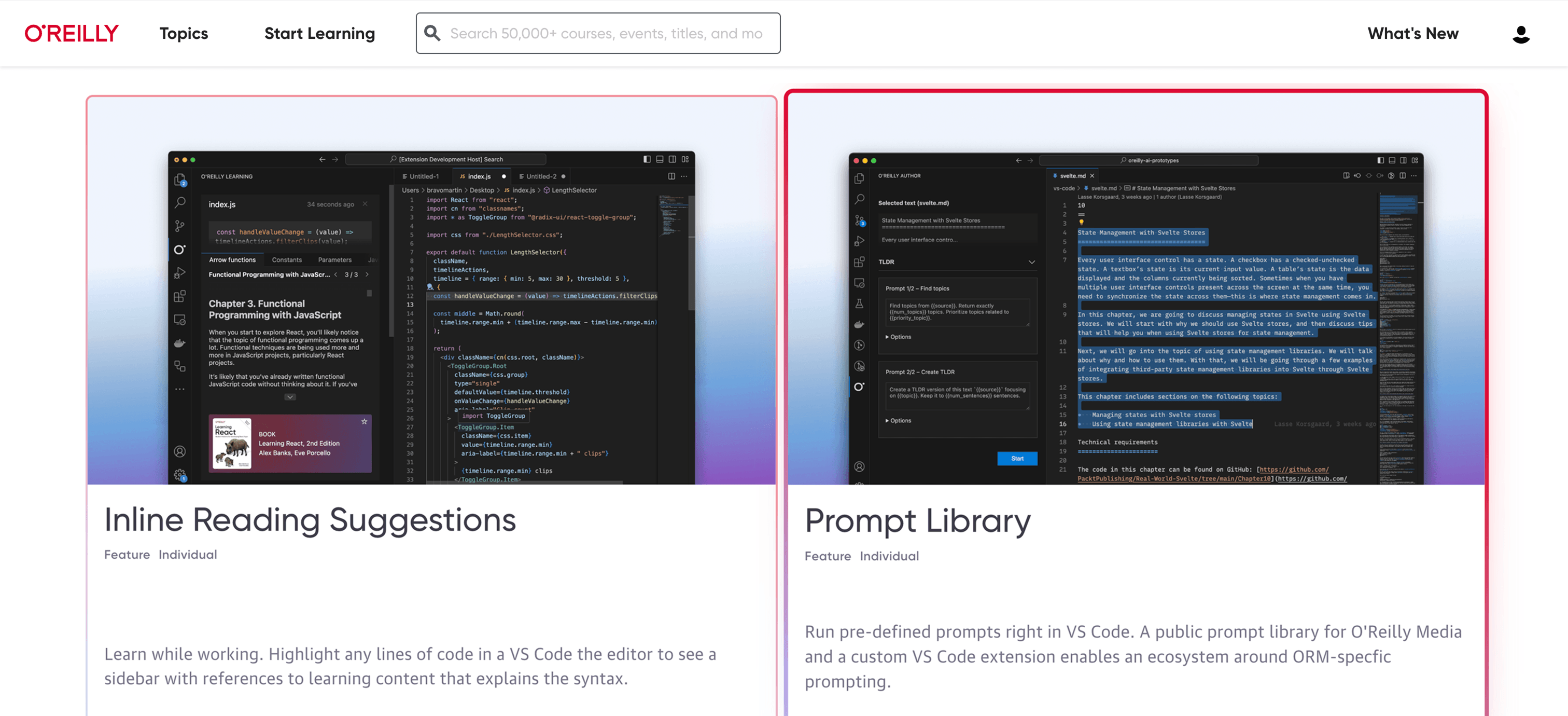 inline reading suggestion and prompt library