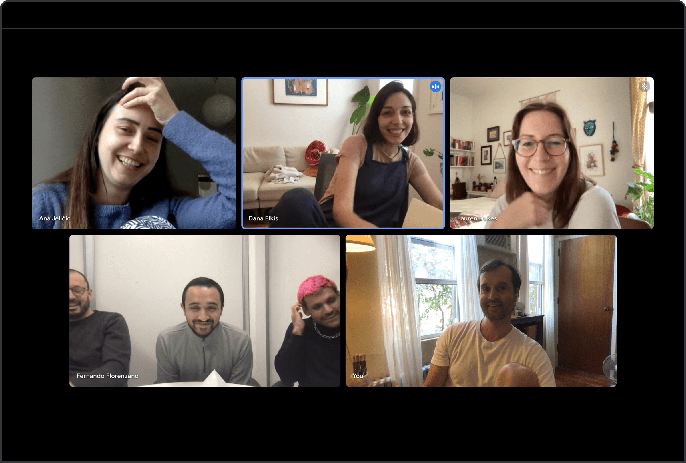 Screenshot of team meeting with 7 members.